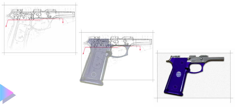 Beretta 92 hybrid frame cutaway